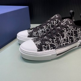 Dior White Oblique Pearl Casual Sneakers For Men And Women