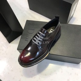 Dior Leather Lace Up Casual Shoes For Men Reddish Brown