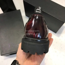 Dior Leather Lace Up Casual Shoes For Men Reddish Brown