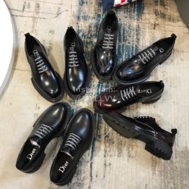 Dior Leather Lace Up Casual Shoes For Men Reddish Brown