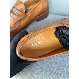 Dior Brown Calfskin Business Shoes For Men 
