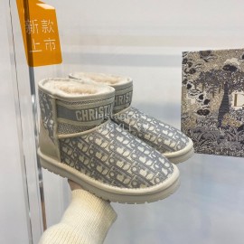 Dior Winter Embroidered Vintage Boots Gray