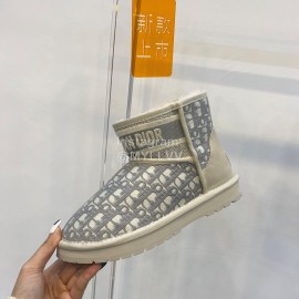 Dior Winter Embroidered Vintage Boots Gray