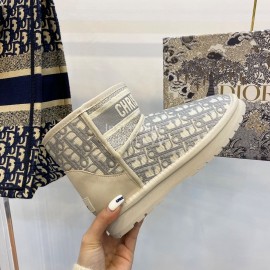 Dior Winter Embroidered Vintage Boots Gray