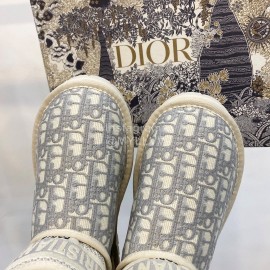 Dior Winter Embroidered Vintage Boots Gray