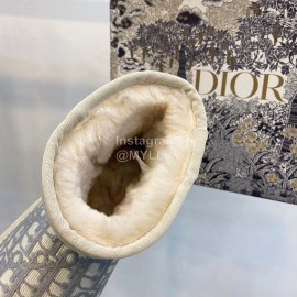 Dior Winter Embroidered Vintage Boots Gray
