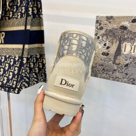 Dior Winter Embroidered Vintage Boots Gray