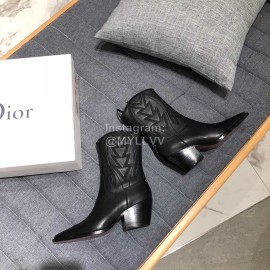 Dior Calfskin High Heeled Boots Black