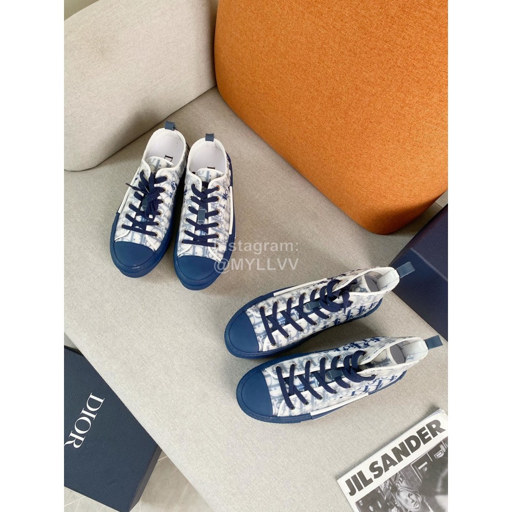 Dior Logo Printed Mesh Canvas Shoes Blue