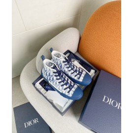 Dior Logo Printed Mesh Canvas Shoes Blue
