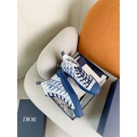 Dior Logo Printed Mesh Canvas Shoes Blue