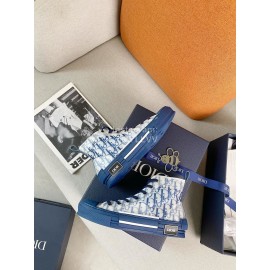 Dior Logo Printed Mesh Canvas Shoes Blue