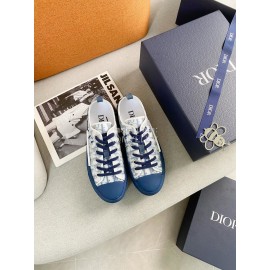 Dior Logo Printed Mesh Canvas Shoes Blue