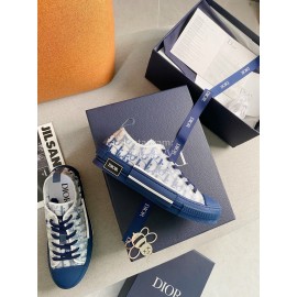 Dior Logo Printed Mesh Canvas Shoes Blue