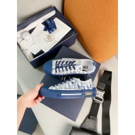 Dior Logo Printed Mesh Canvas Shoes Blue