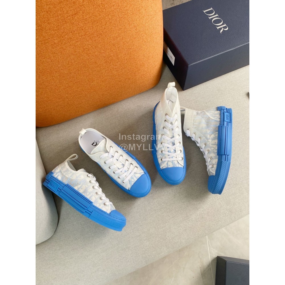 Dior Blue Logo Printed Mesh Canvas Shoes
