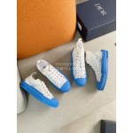 Dior Blue Logo Printed Mesh Canvas Shoes