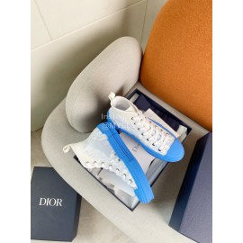 Dior Blue Logo Printed Mesh Canvas Shoes