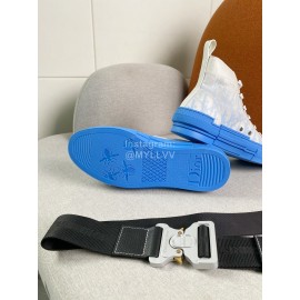Dior Blue Logo Printed Mesh Canvas Shoes