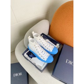 Dior Blue Logo Printed Mesh Canvas Shoes