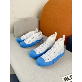Dior Blue Logo Printed Mesh Canvas Shoes