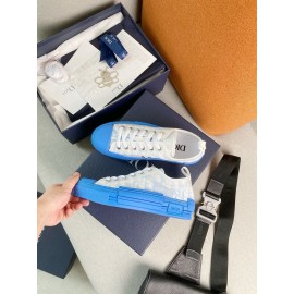 Dior Blue Logo Printed Mesh Canvas Shoes