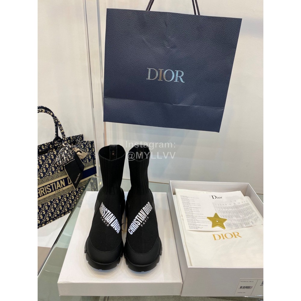 Dior Autumn Winter Elastic Socks Casual Shoes Black