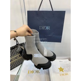 Dior Autumn Winter Elastic Socks Casual Shoes Gray