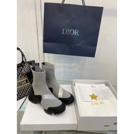 Dior Autumn Winter Elastic Socks Casual Shoes Gray