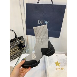 Dior Autumn Winter Elastic Socks Casual Shoes Gray