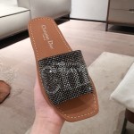 Dior  Leather Flat Heel Slippers Black
