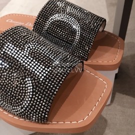 Dior  Leather Flat Heel Slippers Black