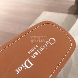 Dior  Leather Flat Heel Slippers Black