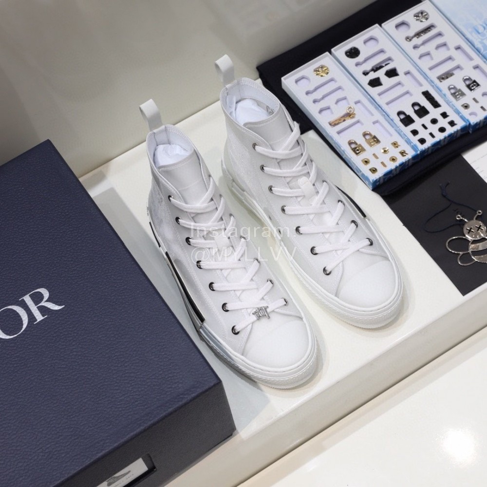 Dior New Printed High Top Casual Shoes White