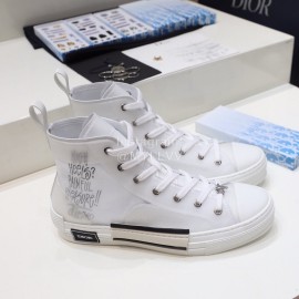 Dior New Printed High Top Casual Shoes White