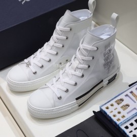 Dior New Printed High Top Casual Shoes White