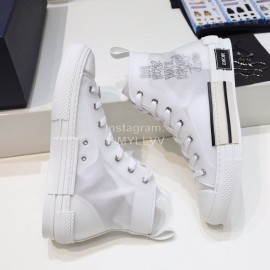 Dior New Printed High Top Casual Shoes White