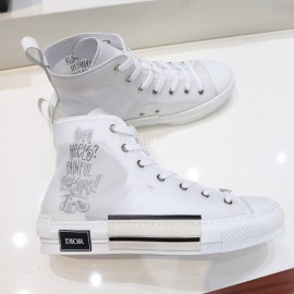 Dior New Printed High Top Casual Shoes White