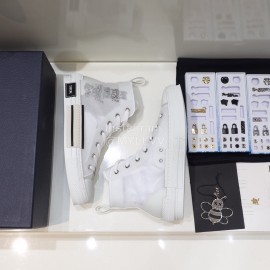 Dior New Printed High Top Casual Shoes White