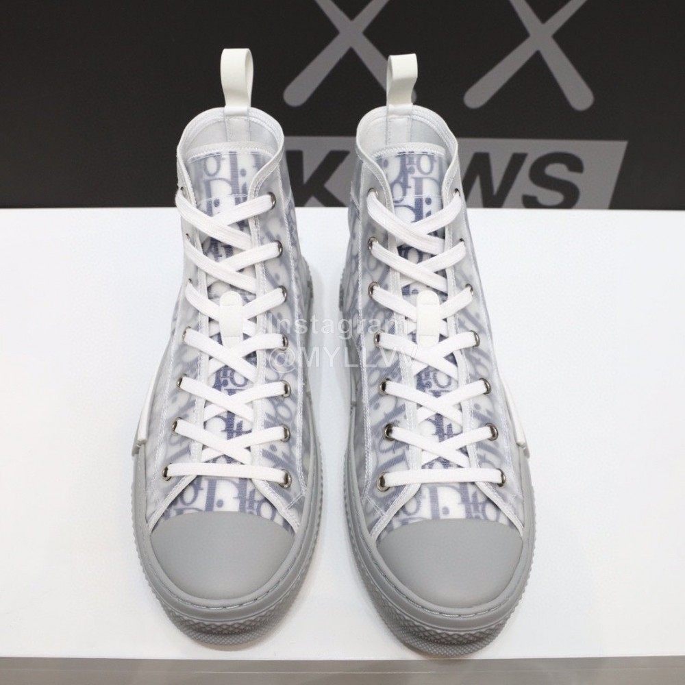 Dior New Printed High Top Casual Shoes Gray