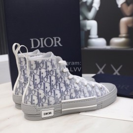 Dior New Printed High Top Casual Shoes Gray