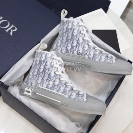 Dior New Printed High Top Casual Shoes Gray