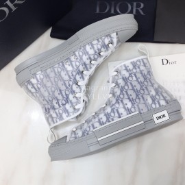 Dior New Printed High Top Casual Shoes Gray