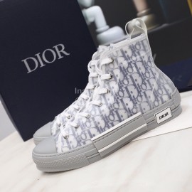 Dior New Printed High Top Casual Shoes Gray