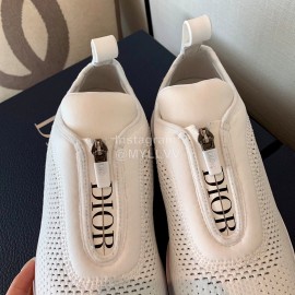 Dior New Letter Print Zipper Sneakers White