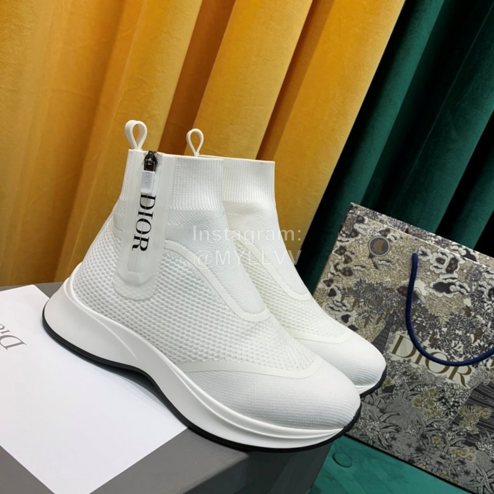 Dior New Thick Soled Elastic Sock Boots White
