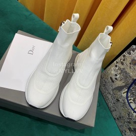 Dior New Thick Soled Elastic Sock Boots White
