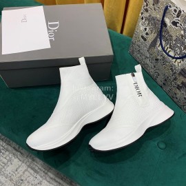 Dior New Thick Soled Elastic Sock Boots White