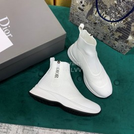 Dior New Thick Soled Elastic Sock Boots White