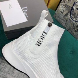 Dior New Thick Soled Elastic Sock Boots White